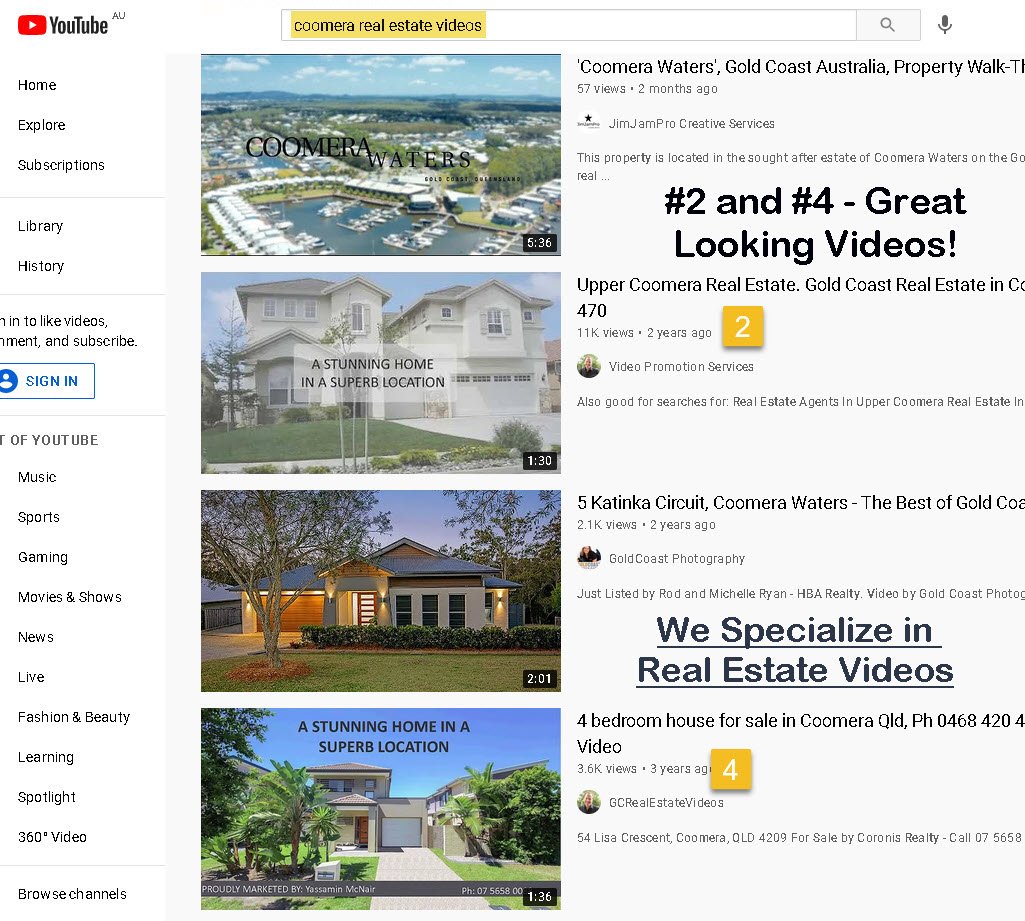 How to Get Videos Ranked - coomera real estate videos